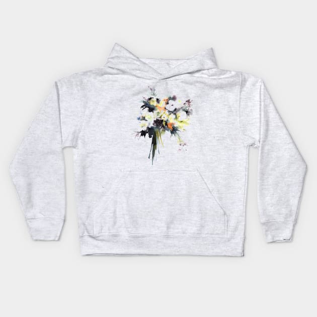 Bouquet with cotton flowers Kids Hoodie by Maria Mi Art